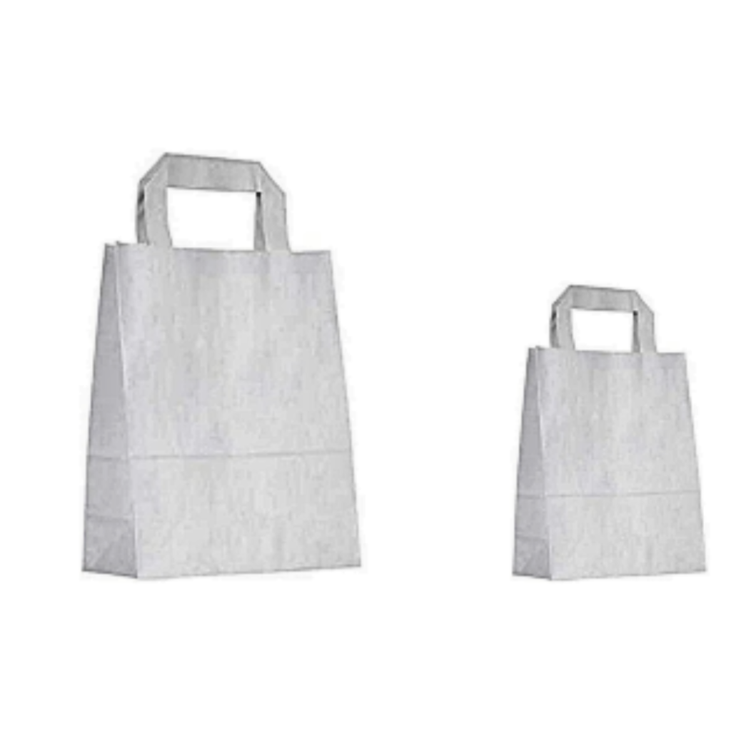 White Paper Bags - Flat Handle.